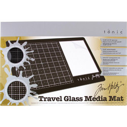 Tim Holtz Glass Media Mat -alusta, Travel, oikeakätinen + suojapussi