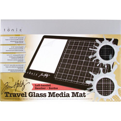 Tim Holtz Glass Media Mat -alusta, Travel, vasenkätinen + suojapussi