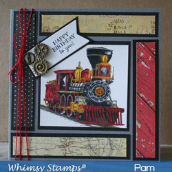 Whimsy Stamps Old West Locomotive -leimasin