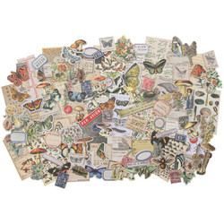Tim Holtz Idea-Ology Ephemera Snippets Field Notes -korttikuvat, 134 kpl