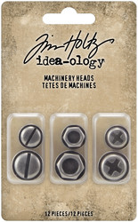 Tim Holtz Idea-Ology Metal Adornments, Machinery Heads, 12 kpl