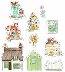 Craft Consortium Cottage Garden Wooden Shapes -koristeet