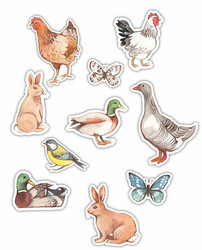 Craft Consortium Farm Meadow Wooden Shapes -koristeet Animals