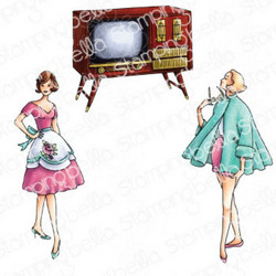 Stamping Bella Edgar And Molly, Vintage Tv Set -leimasinsetti