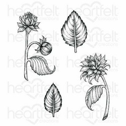 Heartfelt Creations Dahlia and Leaves -leimasin