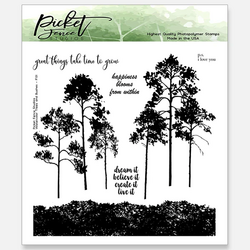 Picket Fence leimasinsetti Watercolor Trees and Bushes