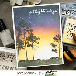 Picket Fence leimasinsetti Watercolor Trees and Bushes