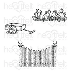 Heartfelt Creations Tulip Cart & Fence -leimasin
