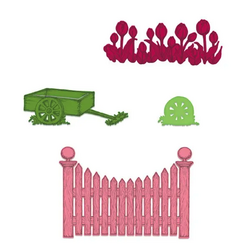 Heartfelt Creations Tulip Cart & Fence -stanssi