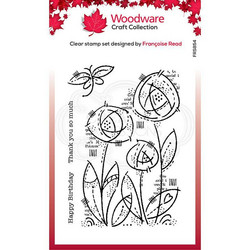 Woodware leimasin Flower Blooms