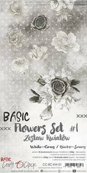 Craft O'clock paperipakkaus Basic Flowers Set 1, White-Grey