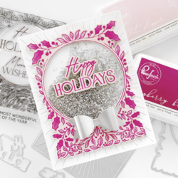 Pinkfresh Studio sapluunasetti Happy Holidays Circle Frame, A2