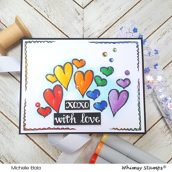 Whimsy Stamps FaDoodle Hearts -leimasinsetti
