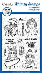 Whimsy Stamps Gossip Holiday Girls -leimasinsetti