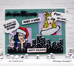 Whimsy Stamps Gossip Holiday Girls -leimasinsetti