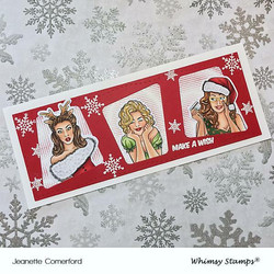 Whimsy Stamps Gossip Holiday Girls Outlines -stanssisetti