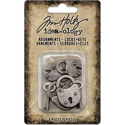 Tim Holtz Idea-Ology Metal -koristeet Locks & Keys