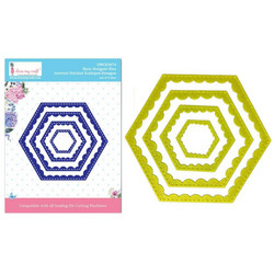 Dress My Craft stanssisetti Inverted Stitched Scalloped Hexagon