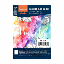 Florence Watercolour -vesiväripaperi, sileä, A6, 100 kpl, valkoinen, 200 g