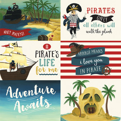 Echo Park Pirate Tales skräppipaperi 6x4 Journaling Cards