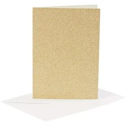 Korttipohjat ja Kirjekuoret, A6, glitterkulta, 4kpl