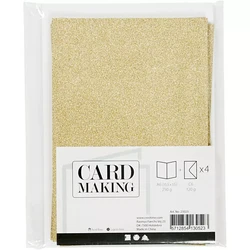 Korttipohjat ja Kirjekuoret, A6, glitterkulta, 4kpl