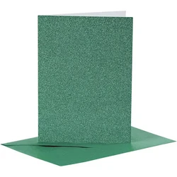 Korttipohjat ja Kirjekuoret, A6, glittervihreä, 4kpl