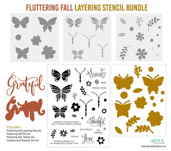 Gina K. Designs Stencil Bundle -setti Fluttering Fall