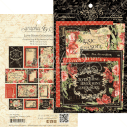 Graphic45 Love Notes Journaling & Ephemera Cards -leikekuvat
