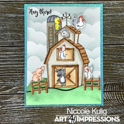 Art Impressions Barnyard Animal Cubbies -leimasin- ja stanssisetti