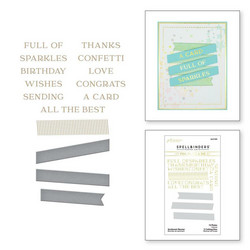 Spellbinders Glimmer Hot Foil -kuviolevy -ja stanssisetti Sentiment Banner