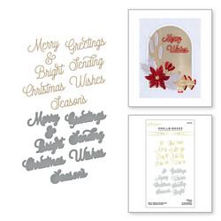 Spellbinders Glimmer Hot Foil -kuviolevy ja stanssisetti Merry Glimmer Sentiments