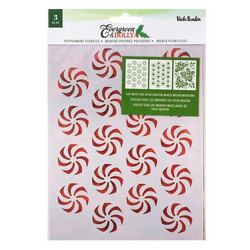 Vicki Boutin sapluunasetti Evergreen & Holly, Peppermint, 3 kpl