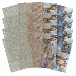 Hunkydory Meadow Hares at Wintertime Printed Parchment -vellum