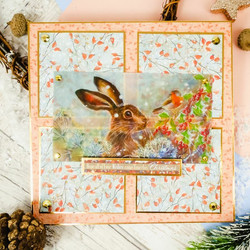 Hunkydory Meadow Hares at Wintertime Printed Parchment -vellum