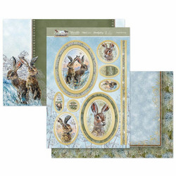 Hunkydory Meadow Hares at Wintertime Luxury Topper -pakkaus, Frosty Mornings