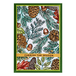 Spellbinders leimasin Pretty Pine Background