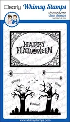 Whimsy Stamps ATC Halloween Scene -leimasin