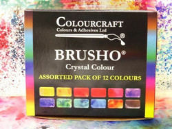 Brusho Crystal Colour -akvarellijauheet, 12 kpl