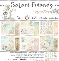 Craft O'clock paperipakkaus Safari Friends, 12