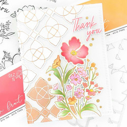 Pinkfresh Studio Hot Foil -kuviolevy Overlapping Geo Leaf