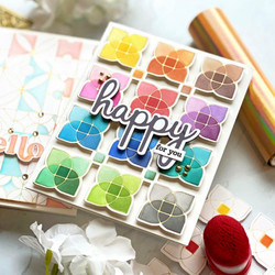 Pinkfresh Studio Hot Foil -kuviolevy Phrase Builder: Happy