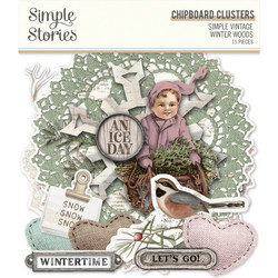 Simple Stories SSimple Vintage Winter Woods Chipboard Clusters, leikekuvat