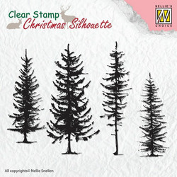 Nellie's Choice leimasin Christmas Silhouette Pine trees, pienet