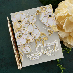 Spellbinders Glimmer Hot Foil -kuviolevy ja stanssisetti Anemone Glimmer Blooms