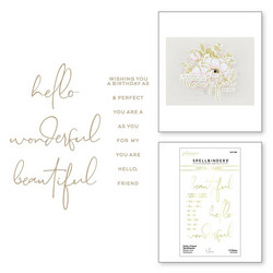 Spellbinders Glimmer Hot Foil -kuviolevy Hello, Friend Sentiments
