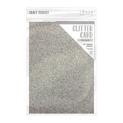 Tonic Glitter Card -glitterkartonki, sävy Silver Screen, 5 arkkia