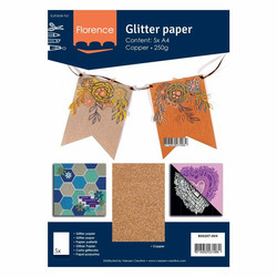 Florence glitterkartonki, sävy Copper, A4, 5 arkkia