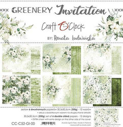 Craft O'clock paperipakkaus Greenery Invitation, 12