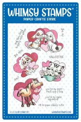 Whimsy Stamps Valentine Pets and Puns -leimasin
